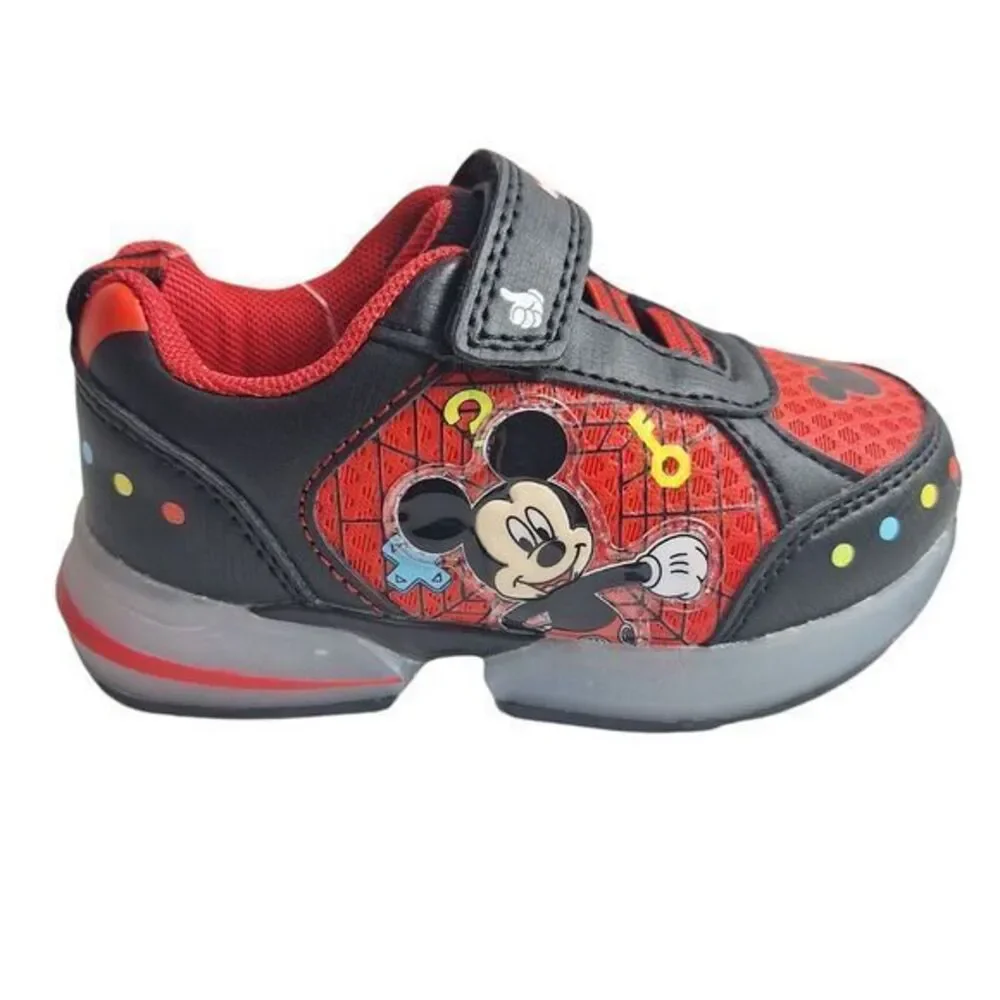 MICKEY Boys Light-Up Shoes Sneakers Toddlers Size 10 (18 Cm) New color Red Black